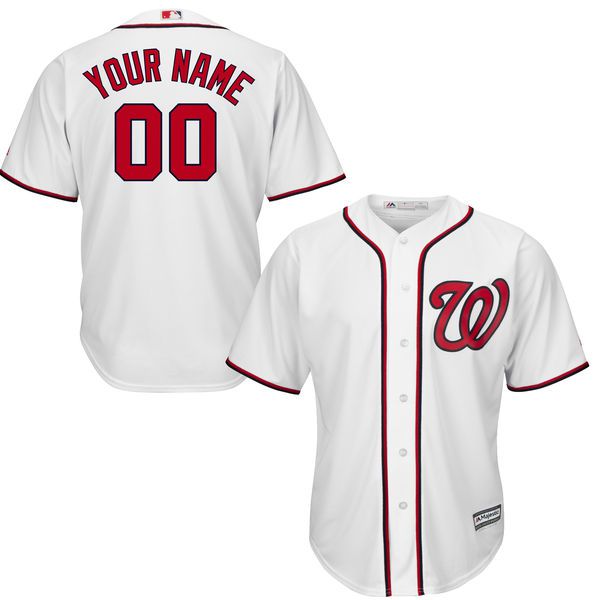 Youth Washington Nationals Majestic White Custom Cool Base MLB Jersey->customized mlb jersey->Custom Jersey